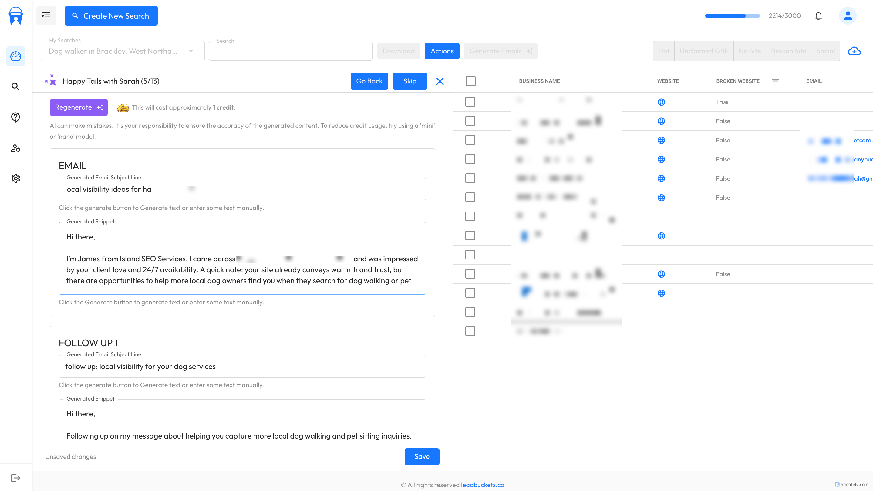 Generated Emails